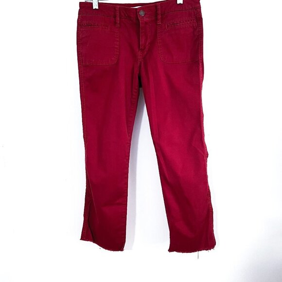 Gap Stretch raw hem ankle cranberry red jean pants size 4 - Picture 2 of 11